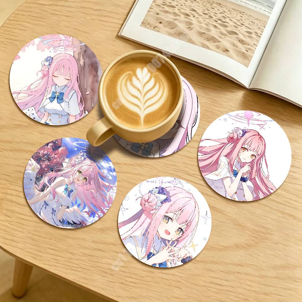 Desk Setup Blue - Blue Archive Misono Mika Round Coaster