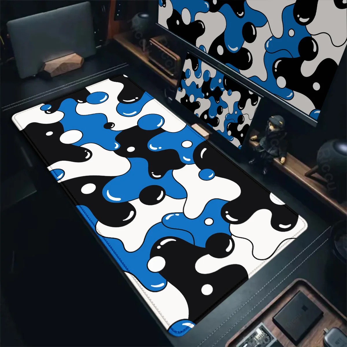 Desk Setup Blue - Large Gaming Mouse Pad Blue Liquid