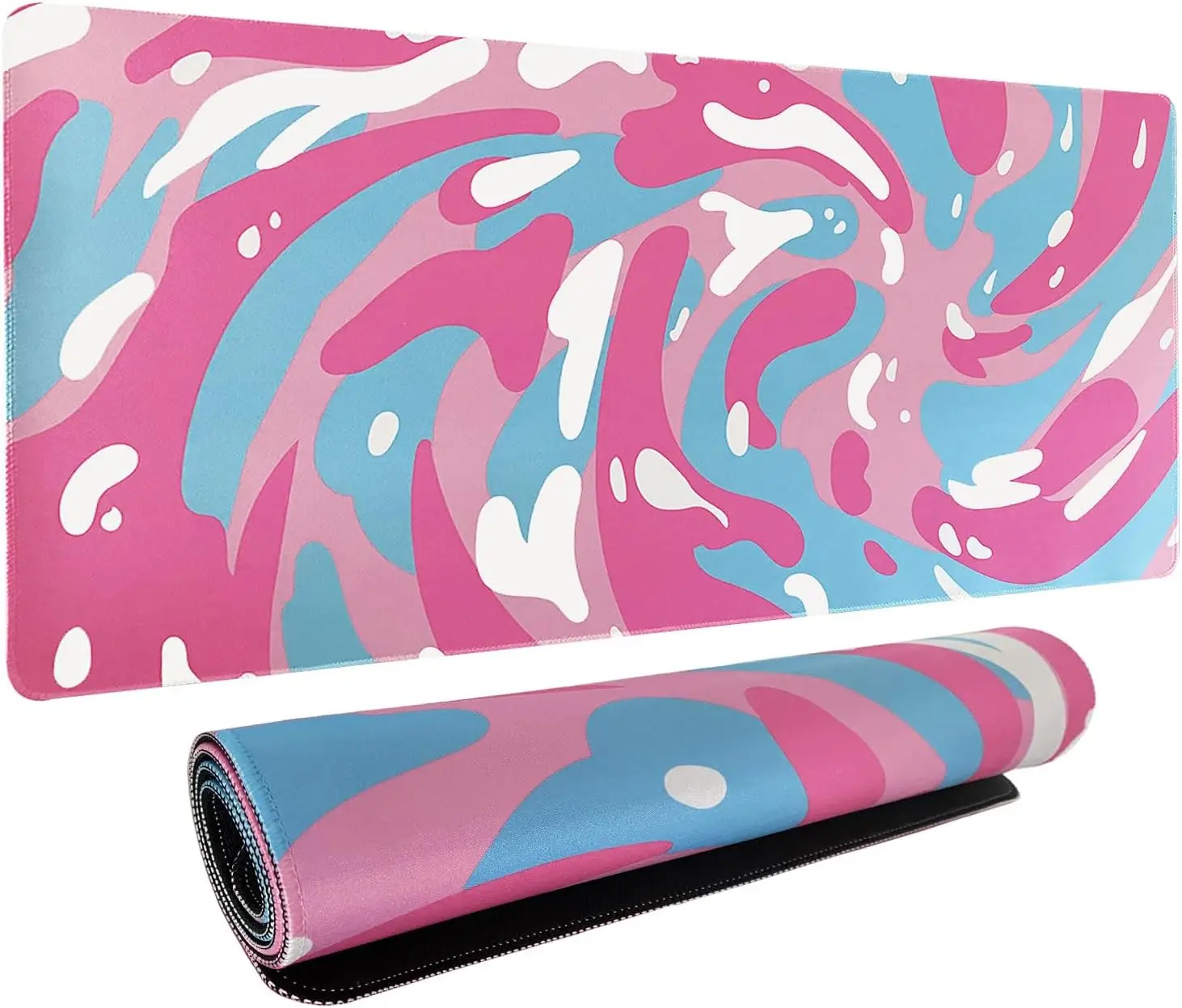 Desk Setup Blue - Stylish Pink Blue White Abstract Swirl