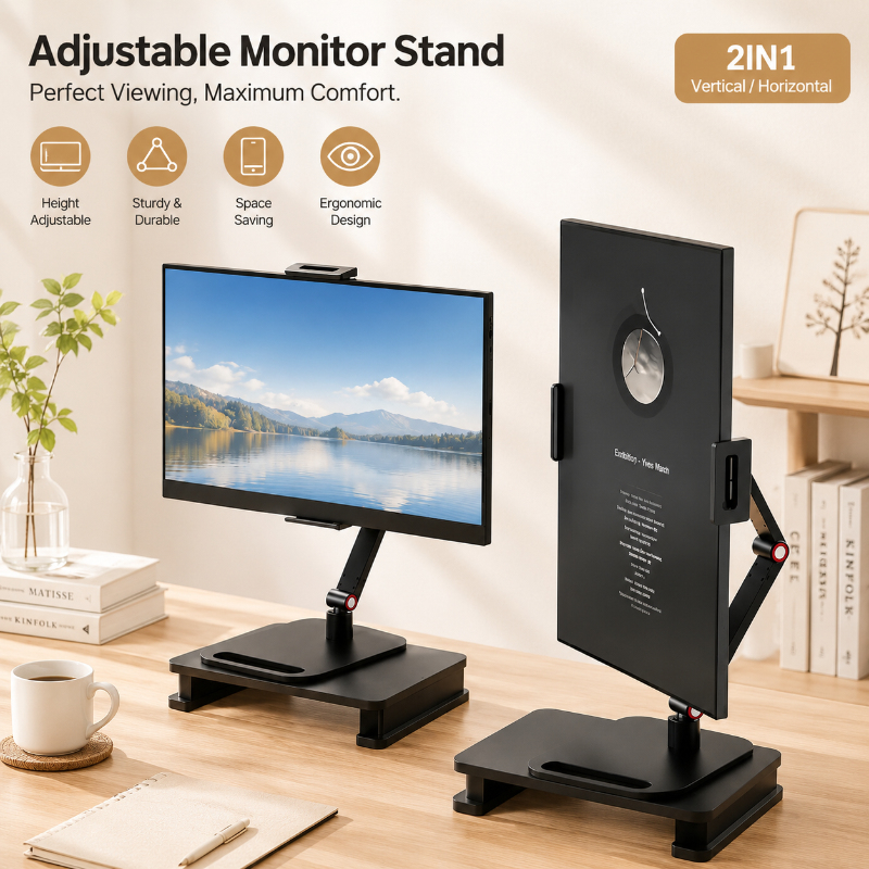 Desk Setup Monitor And Laptop - Expandable Portable Monitor Mount Stand, Adjustable