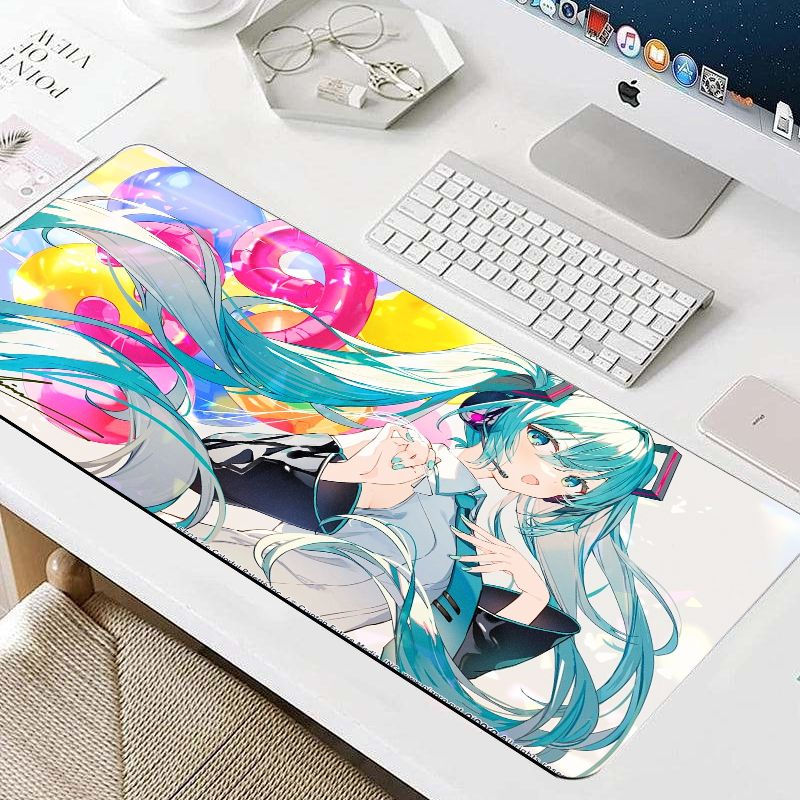 Desk Setup Blue - VIKAMA Aesthetic Anime Mouse Pad Blue