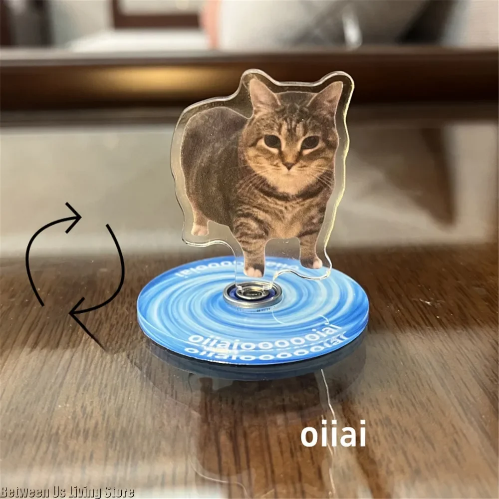 Desk Setup Home - Oiiaioo Meme Cat Pattern Acrylic Rotating