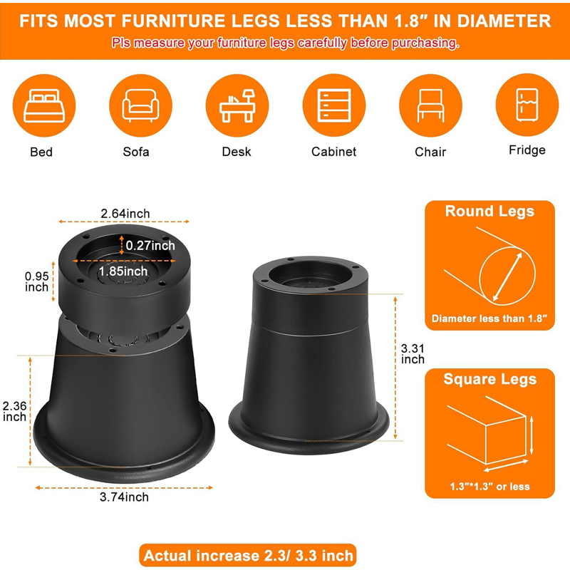4Pcs Heavy Duty Furniture Rise - Desk Setup Riser avaliação e preço