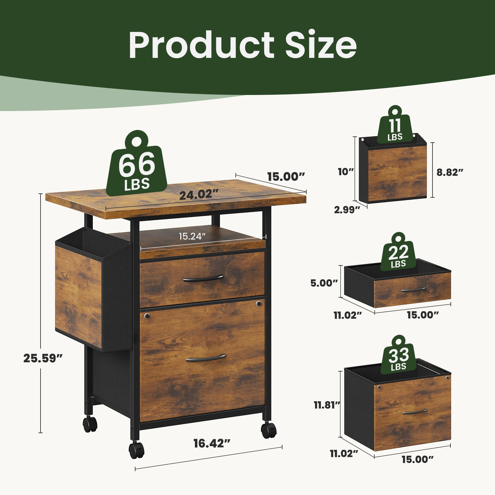 JHK Mobile File Cabinet with 2 - Desk Setup Home Office avaliação e preço