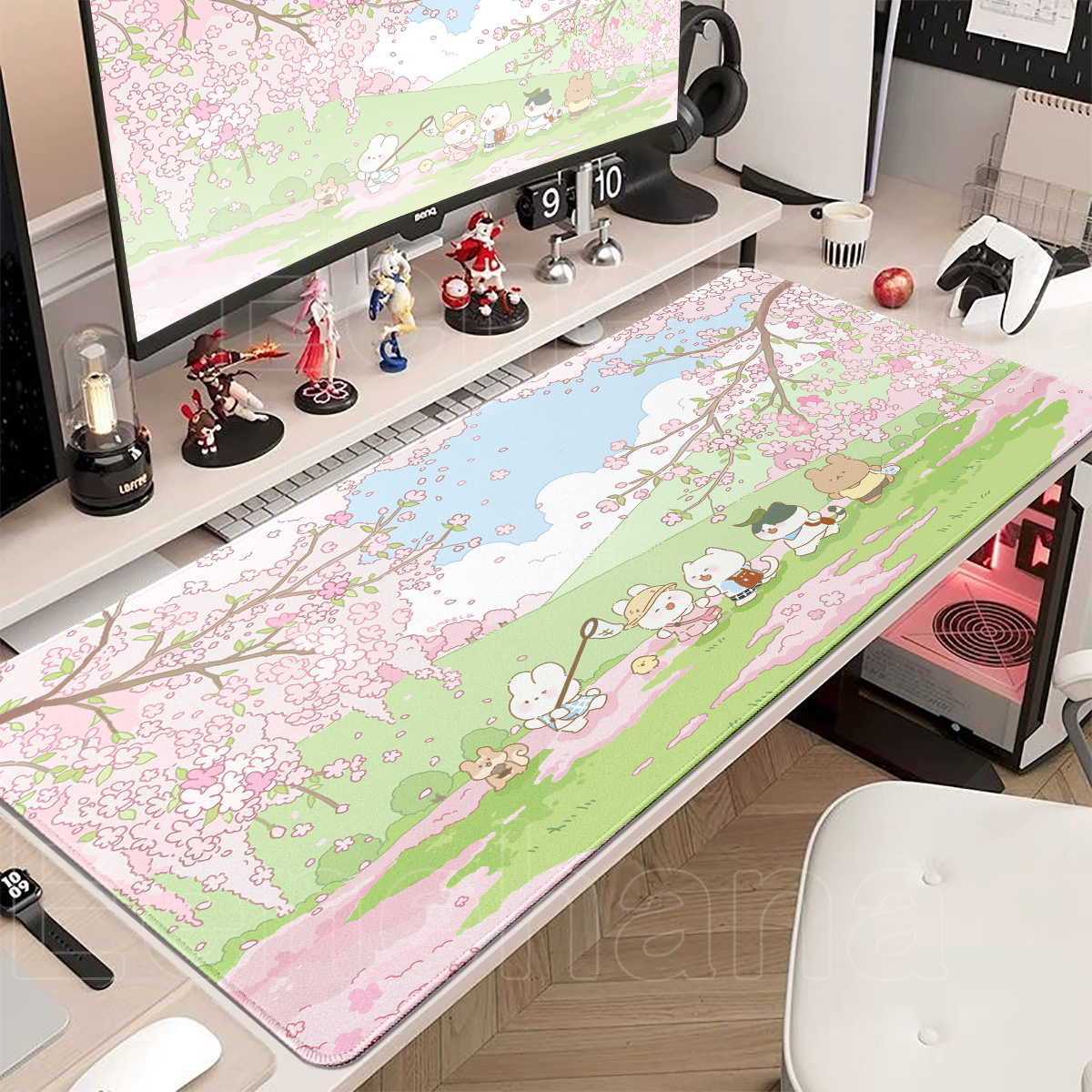 Spring Cute Rabbit Mouse Pad L - Desk Setup Pink avaliação e preço