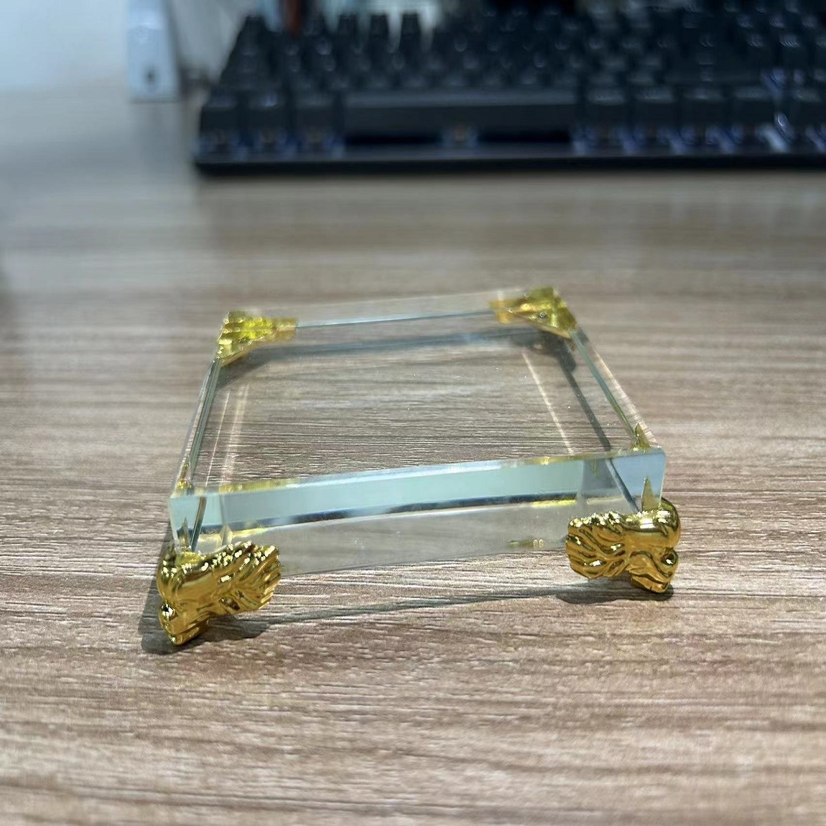 1pc Rectangular Glass Cube Bas - Desk Setup Home avaliação e preço