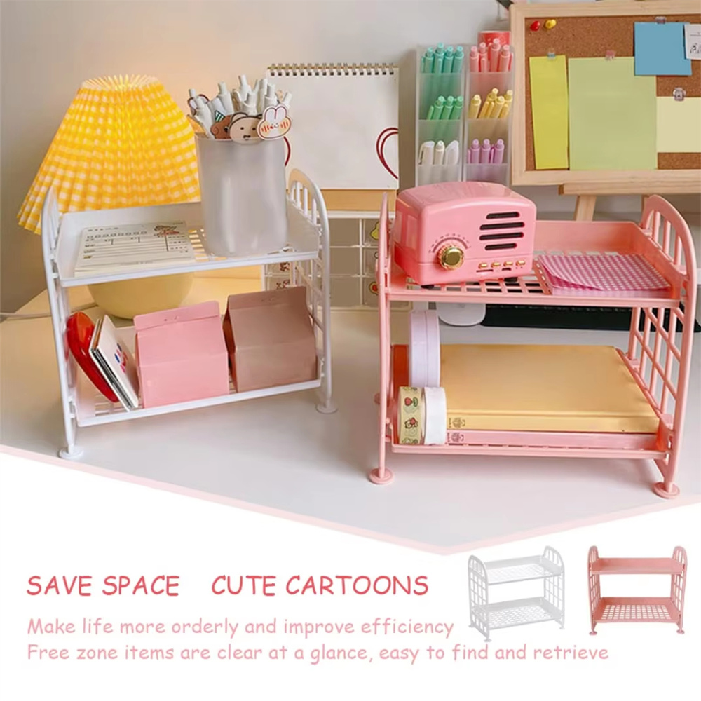Desktop Storage Rack Organizer - Desk Setup Pink avaliação e preço