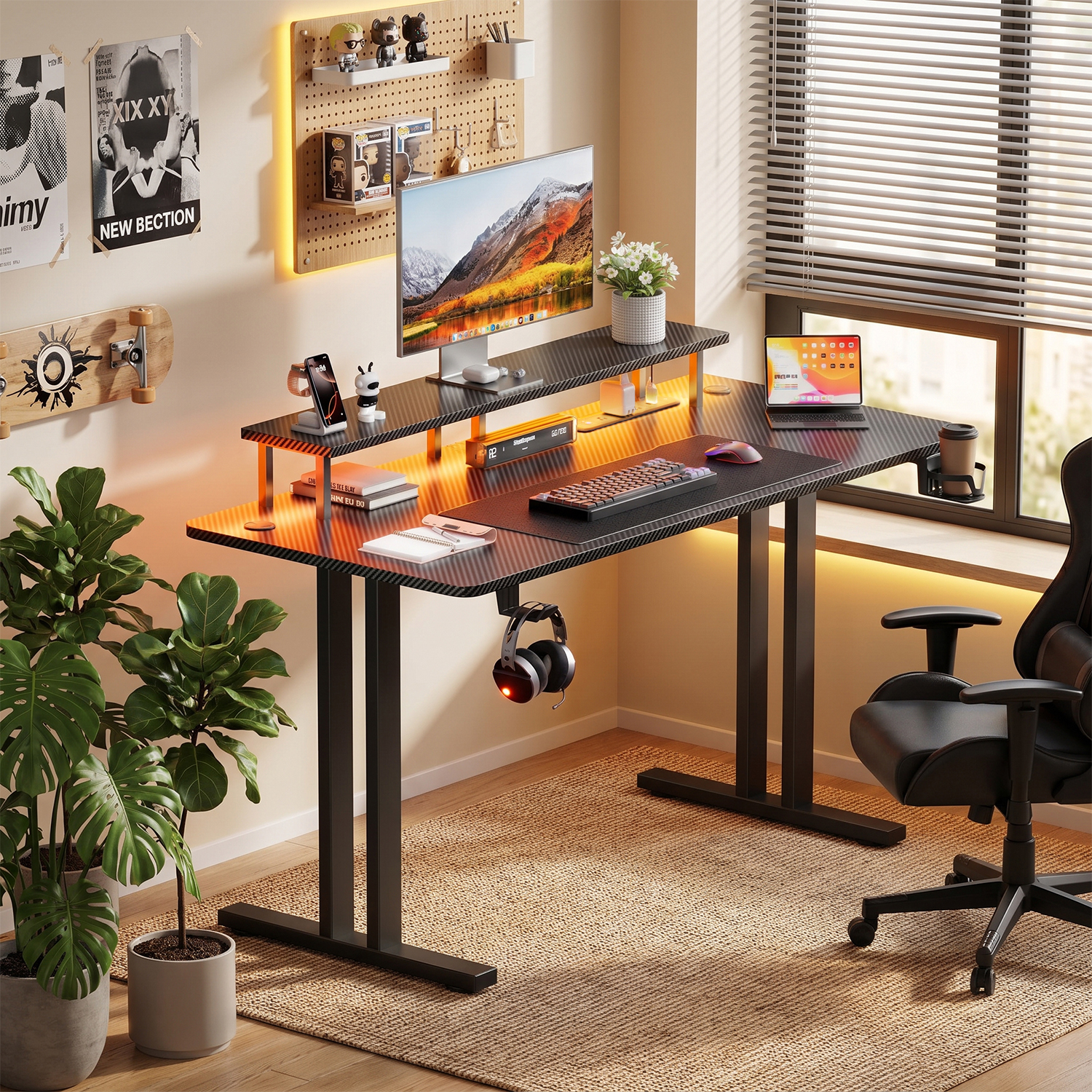 Gaming Desk with LED Lights &  - Desk Setup Home Office avaliação e preço