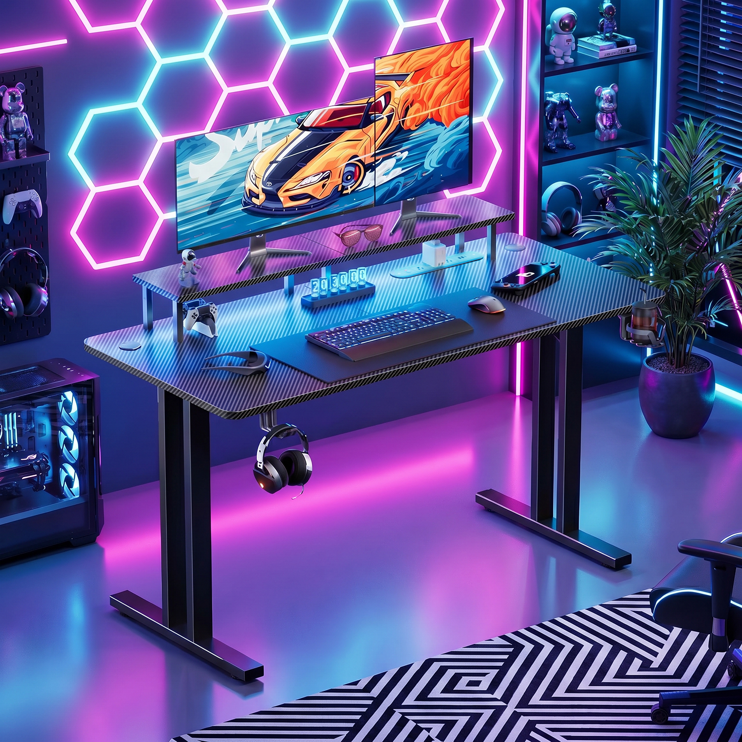 Gaming Desk with LED Lights &  - Desk Setup Home Office avaliação e preço