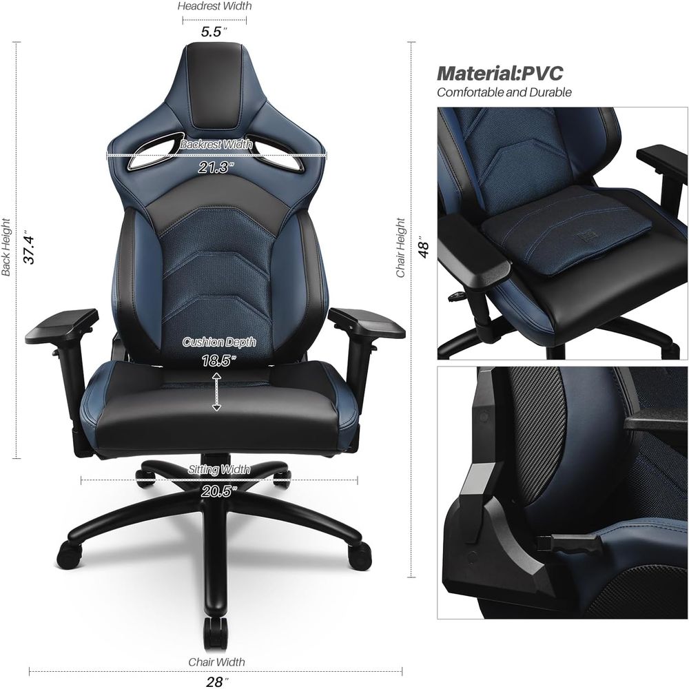 PVC Reclinable Sport Racing Se - Desk Setup Blue avaliação e preço