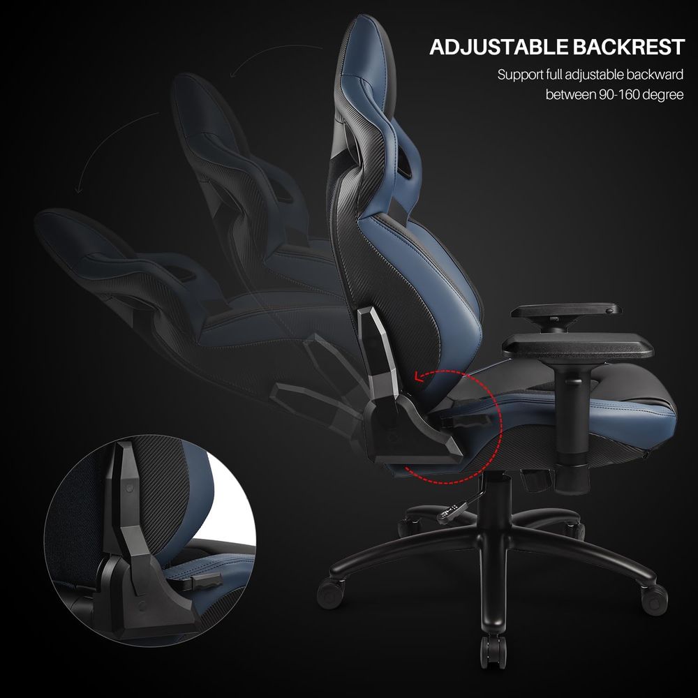 PVC Reclinable Sport Racing Se - Desk Setup Blue avaliação e preço