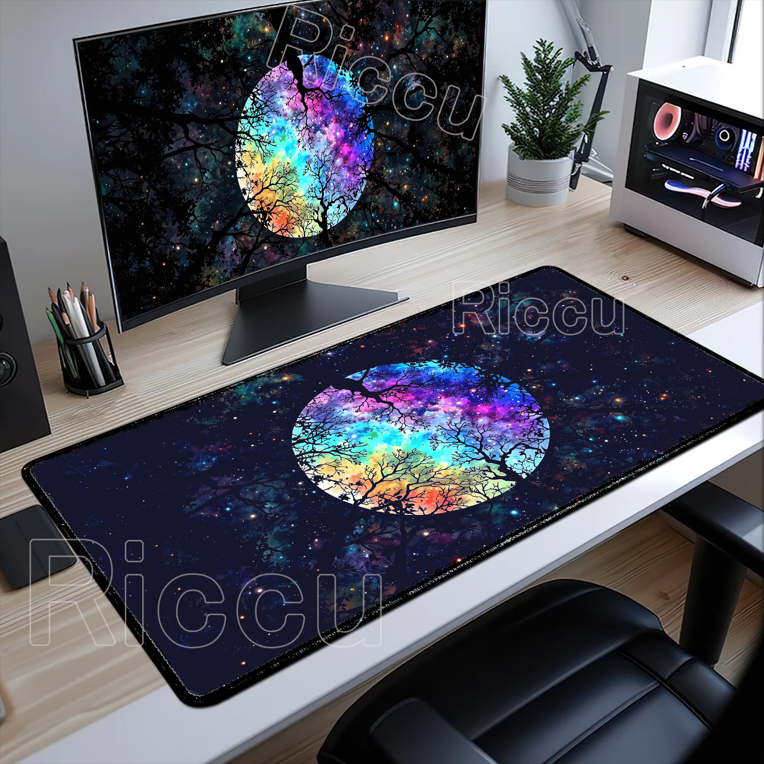 Large Art Moon Landscape Mouse - Desk Setup Natural avaliação e preço