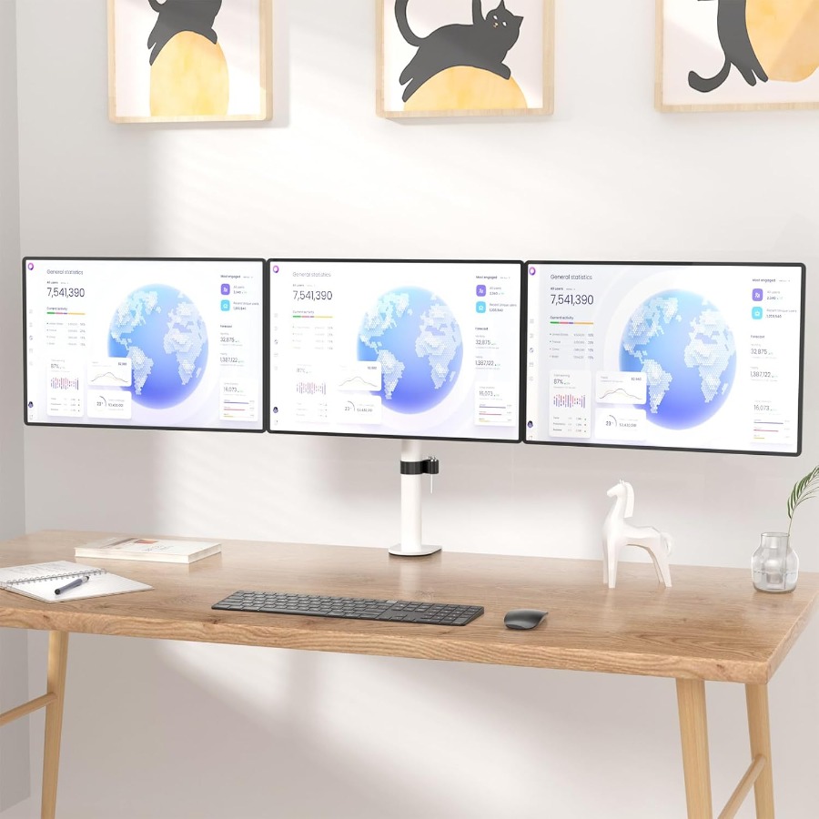 Triple Monitor Mount for Desk  - Desk Setup Triple Monitor avaliação e preço