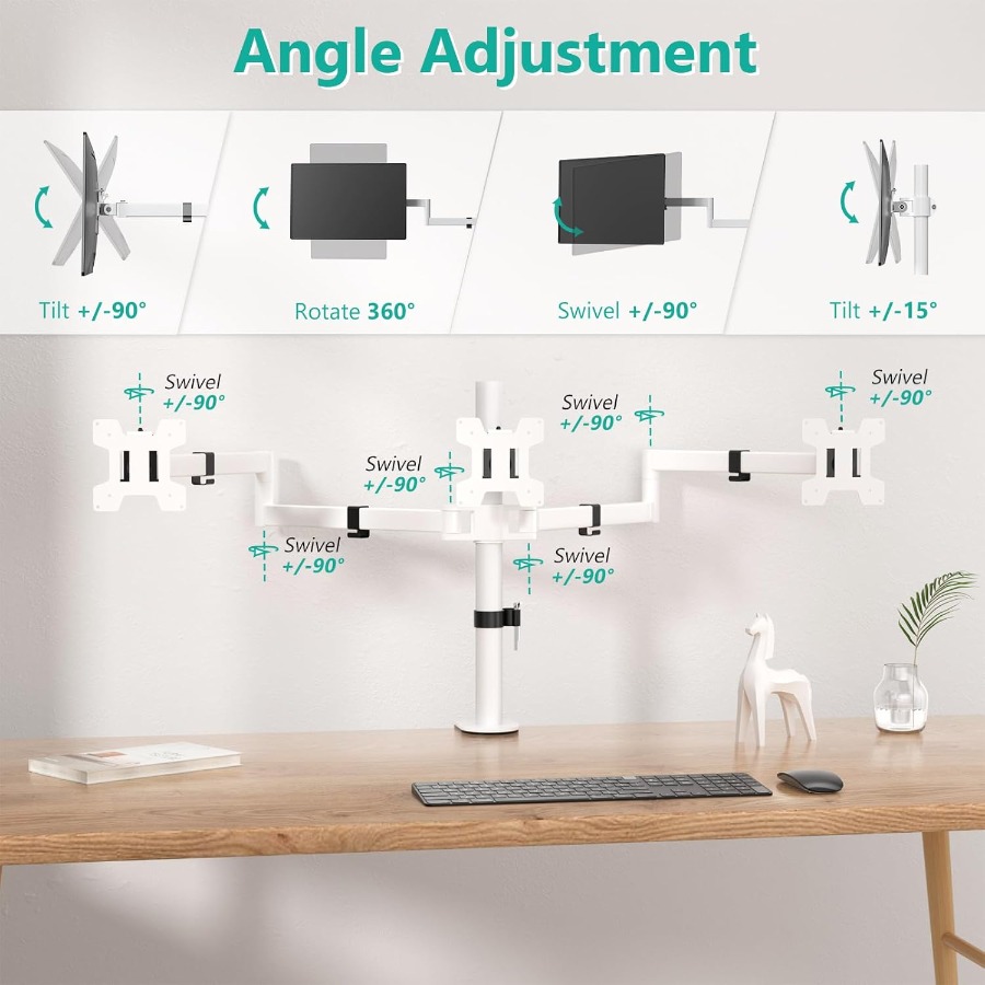 Triple Monitor Mount for Desk  - Desk Setup Triple Monitor avaliação e preço
