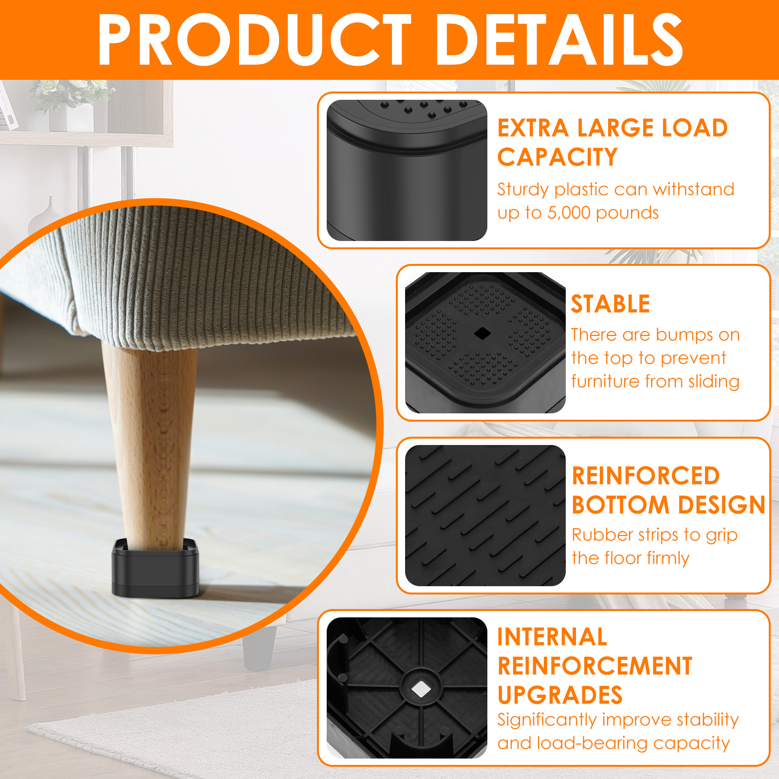 8-16 Pcs Furniture Risers Nons - Desk Setup Riser avaliação e preço
