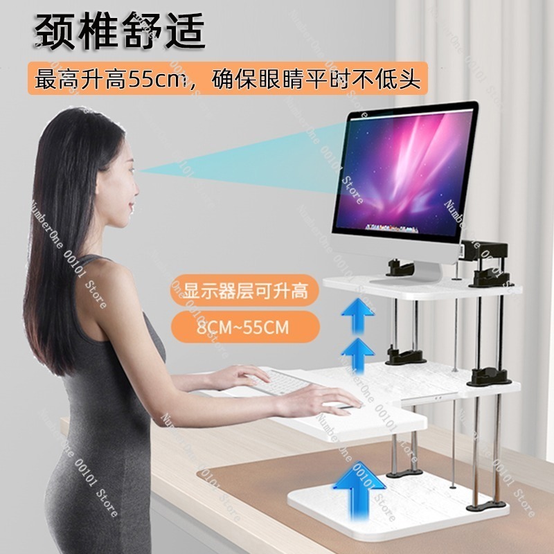 Height-Adjustable Standing Des - Desk Setup Monitor And Laptop avaliação e preço