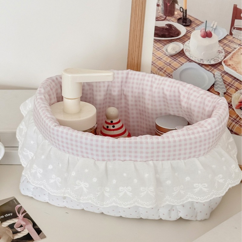 Polka Dot Ruffled Stationery H - Desk Setup Pink avaliação e preço