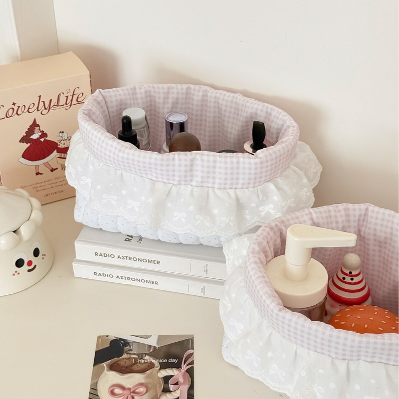 Polka Dot Ruffled Stationery H - Desk Setup Pink avaliação e preço