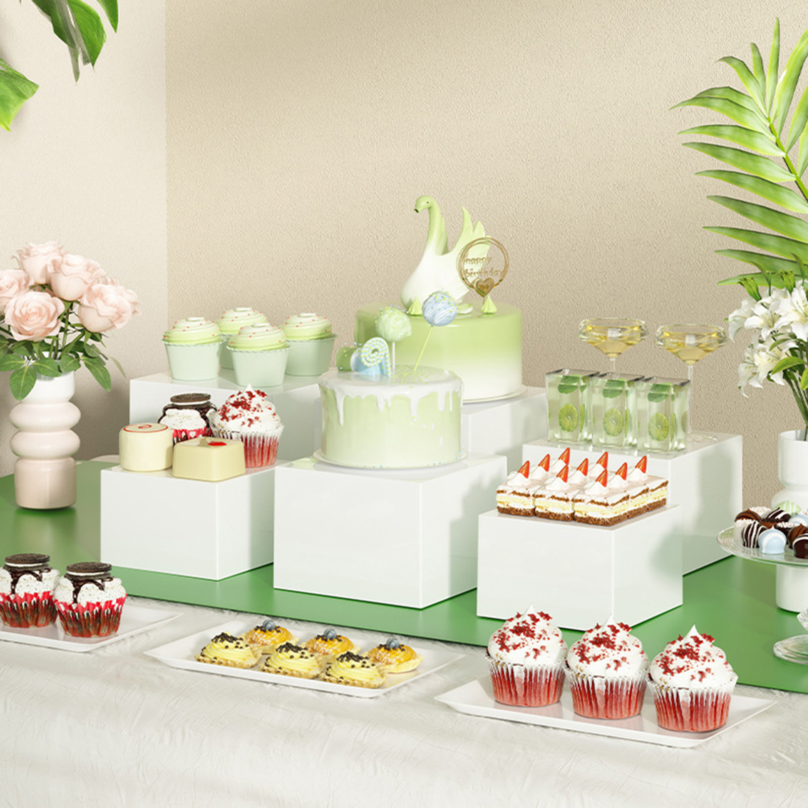 6x Acrylic Buffet Riser Desser - Desk Setup Riser avaliação e preço