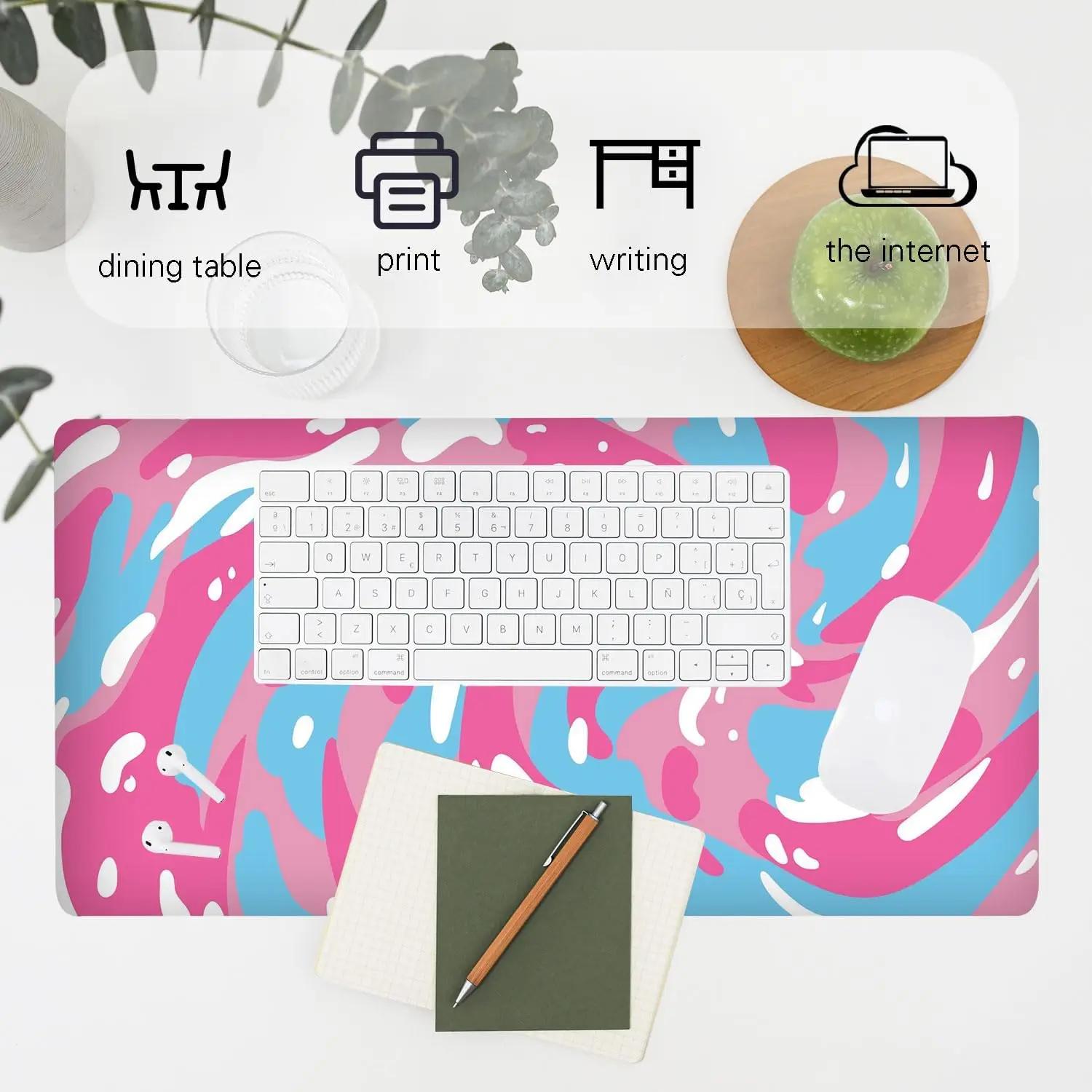 Stylish Pink Blue White Abstra - Desk Setup Blue avaliação e preço