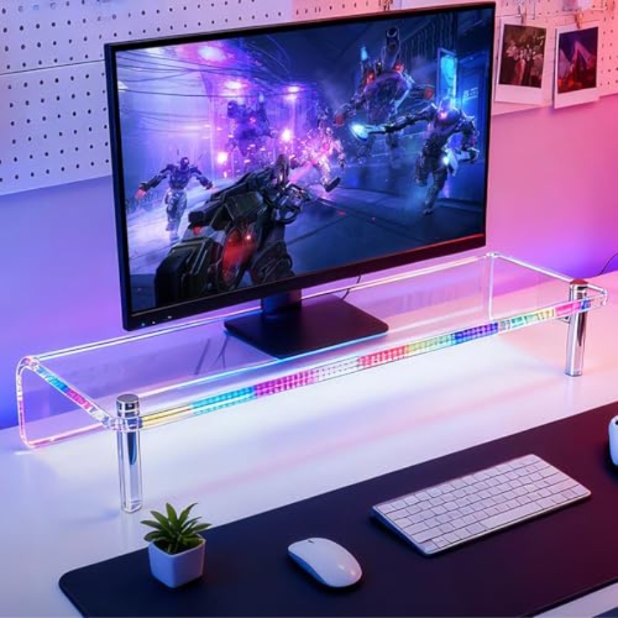 Acrylic Monitor Stand with WRG - Desk Setup Monitor And Laptop avaliação e preço