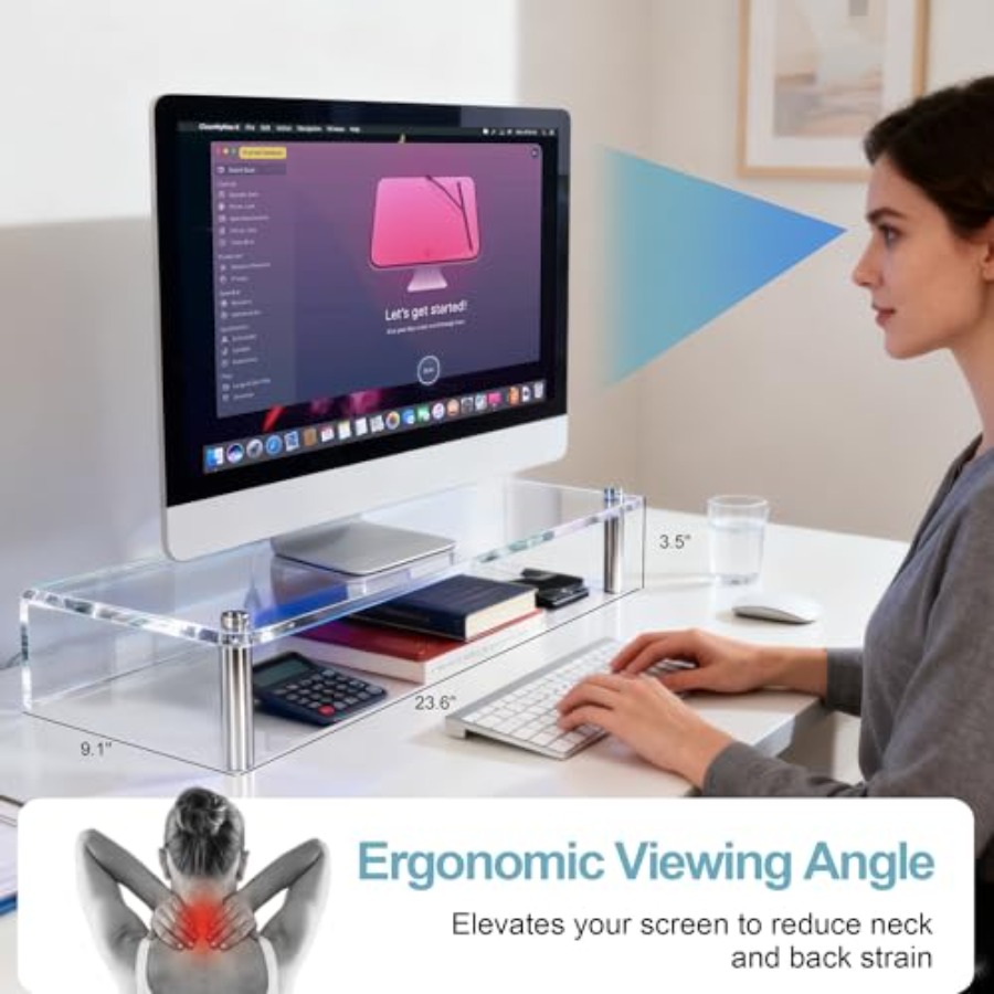 Acrylic Monitor Stand with WRG - Desk Setup Monitor And Laptop avaliação e preço