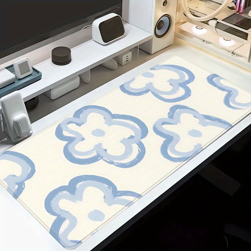 Blue Cloud Flower Desk Mat Non - Desk Setup Blue avaliação e preço