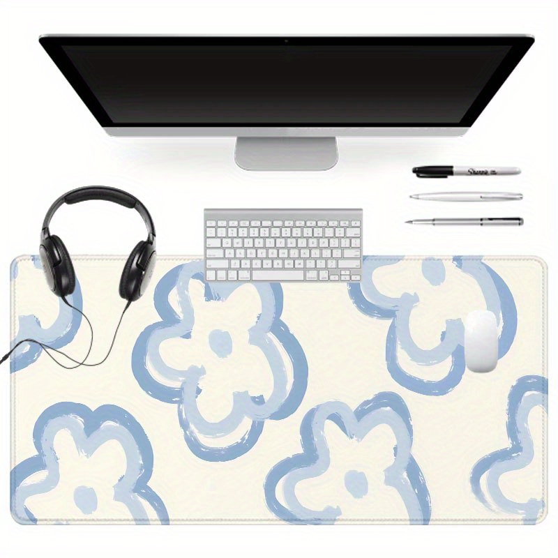 Blue Cloud Flower Desk Mat Non - Desk Setup Blue avaliação e preço