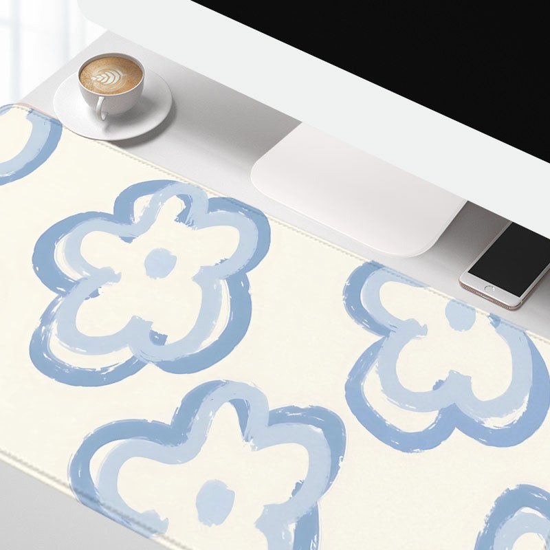 Blue Cloud Flower Desk Mat Non - Desk Setup Blue avaliação e preço