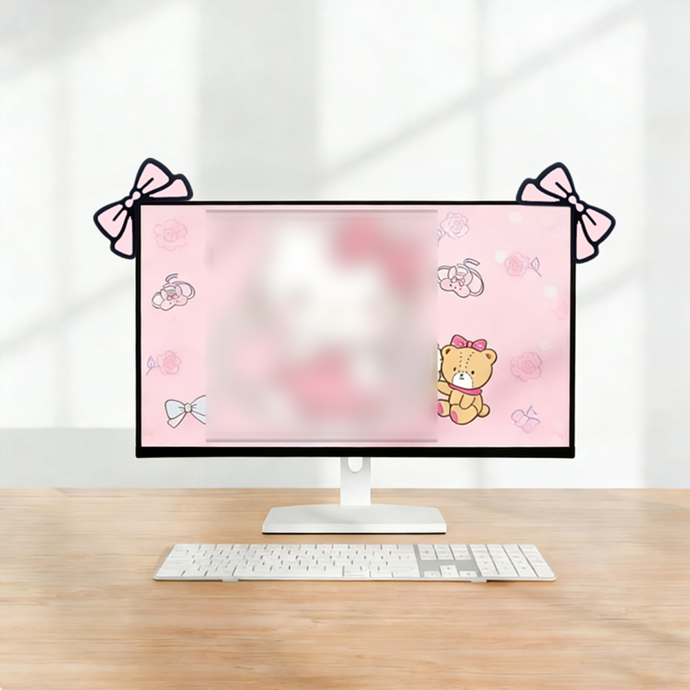 Cute Pink Bow Monitor Decor Ka - Desk Setup Monitor And Laptop avaliação e preço