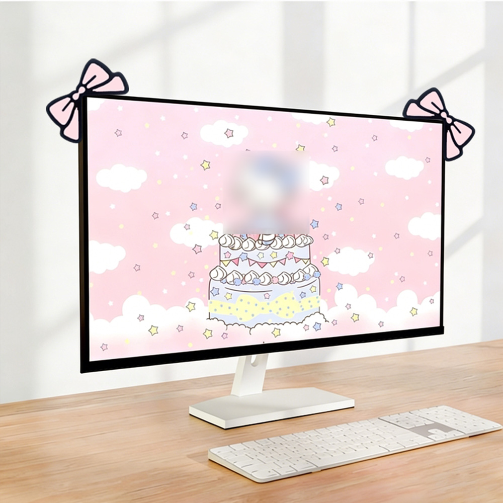 Cute Pink Bow Monitor Decor Ka - Desk Setup Monitor And Laptop avaliação e preço