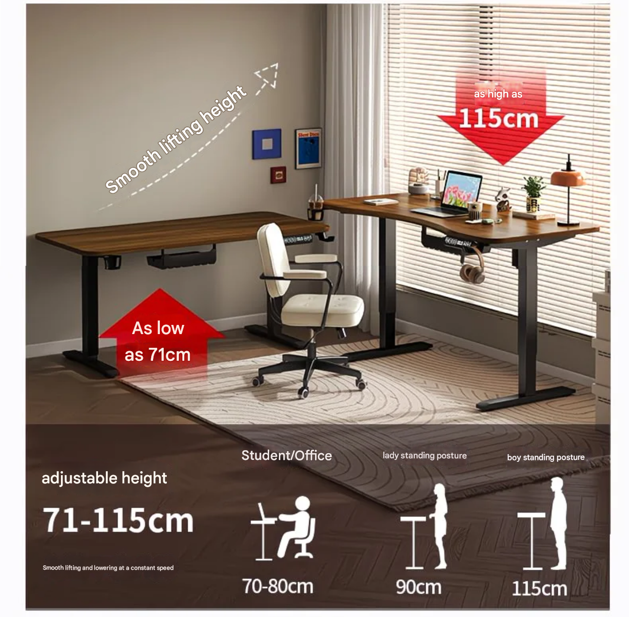 80/100/120/140cm Height Adjust - Desk Setup Home Office avaliação e preço