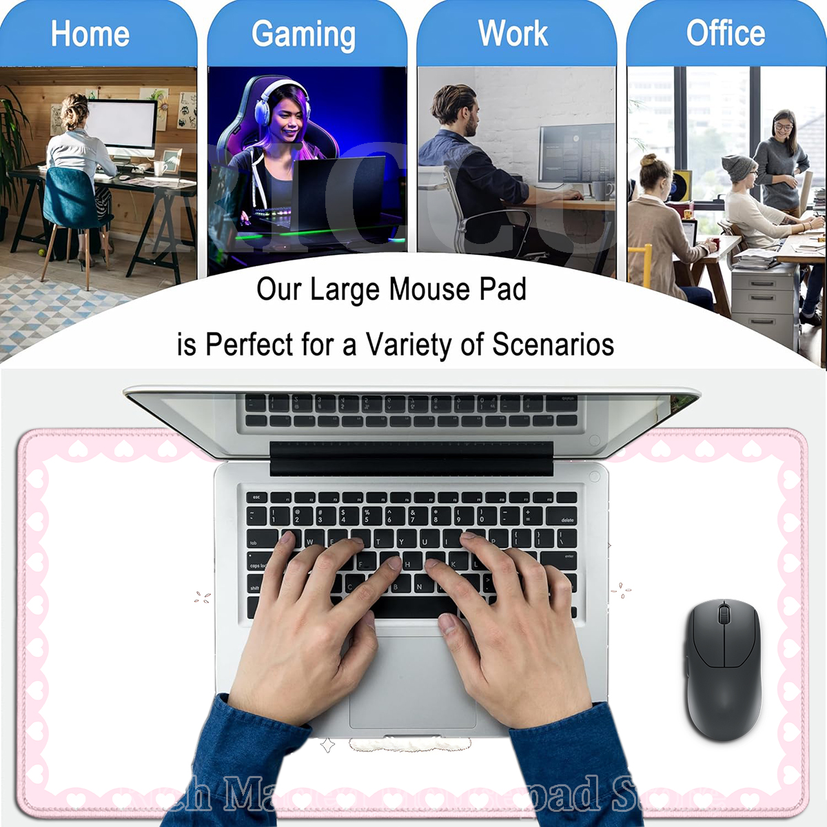 Pink Rabbit Mouse Pad XXL Cute - Desk Setup Pink avaliação e preço