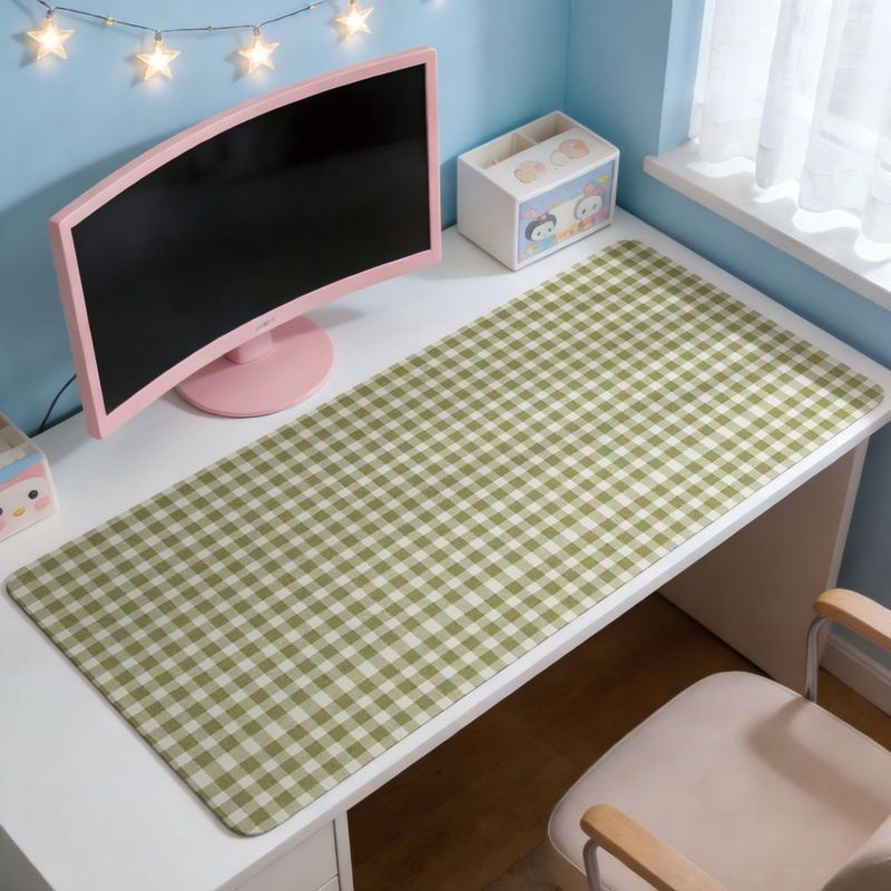 Olive Green Check Design Mouse - Desk Setup Pink avaliação e preço