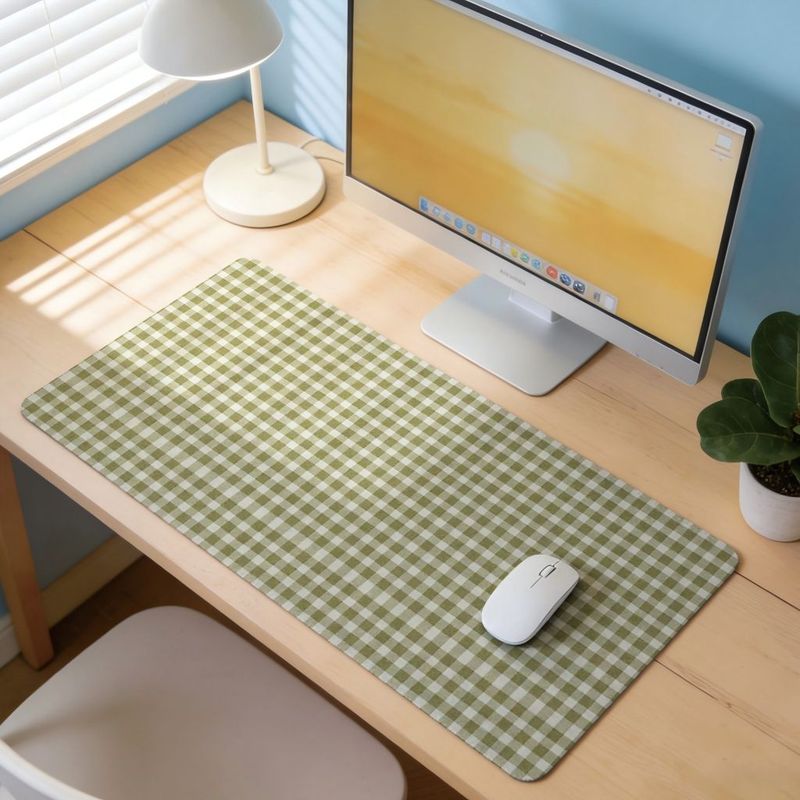 Olive Green Check Design Mouse - Desk Setup Pink avaliação e preço