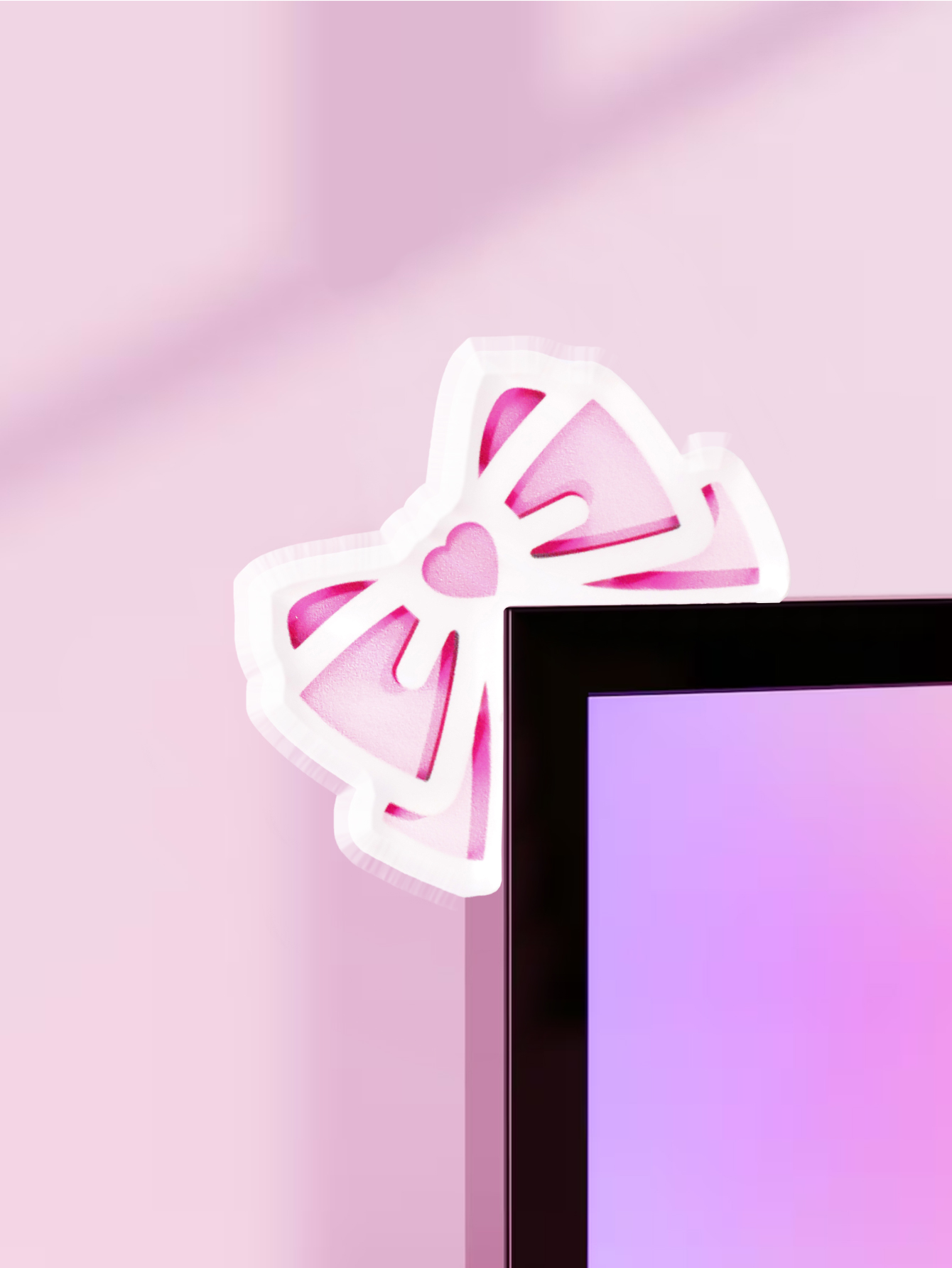 Kawaii Bow Monitor Decor Pink  - Desk Setup Home avaliação e preço