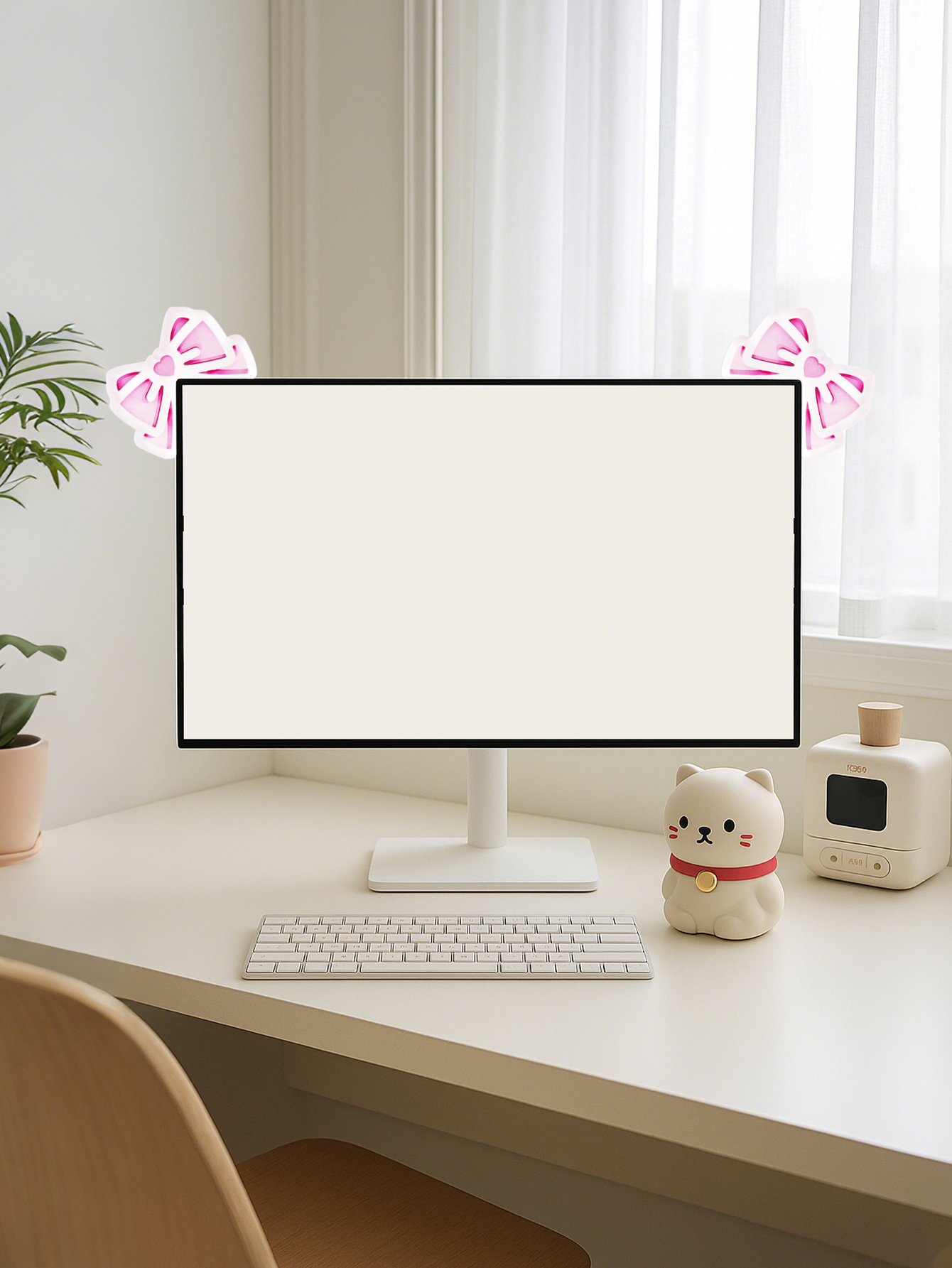 Kawaii Bow Monitor Decor Pink  - Desk Setup Home avaliação e preço