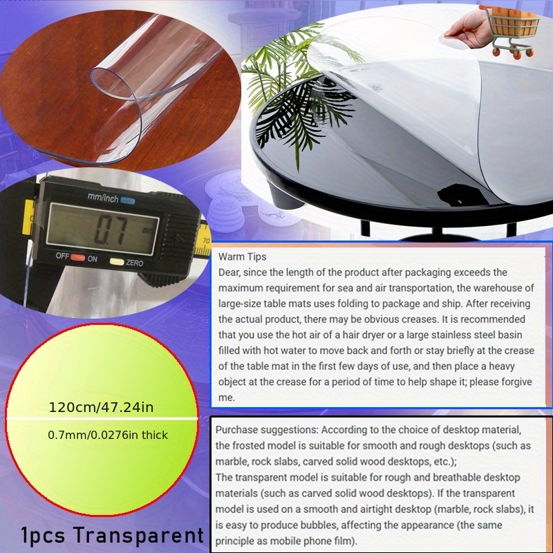 1pc 100/110/120cm Clear PVC Ro - Desk Setup Carpet avaliação e preço